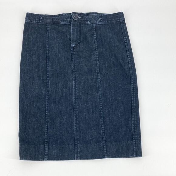 Marc Jacobs Womens Dark Wash Denim Jean Pencil Skirt Knee Length Bow Back Size 4 - Picture 3 of 9